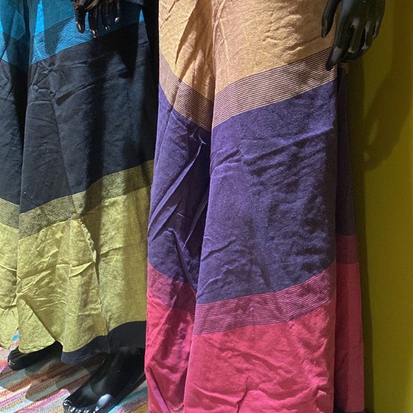 Bhutani Cotton Waist Wide-Leg Flare Pants - Tri Color (Purple) - Picture 3 of 3